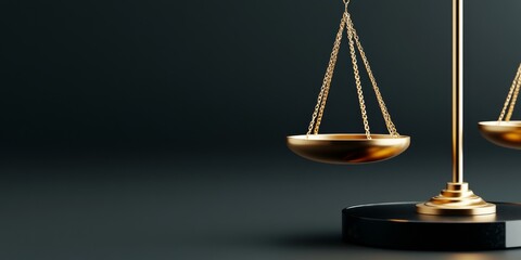 golden balance scales on a black background, in a minimalistic style