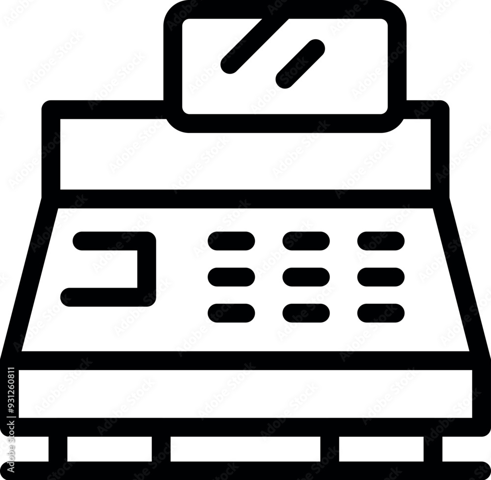 Poster this scalable vector icon represents a cash register, often used in retail settings for processing t