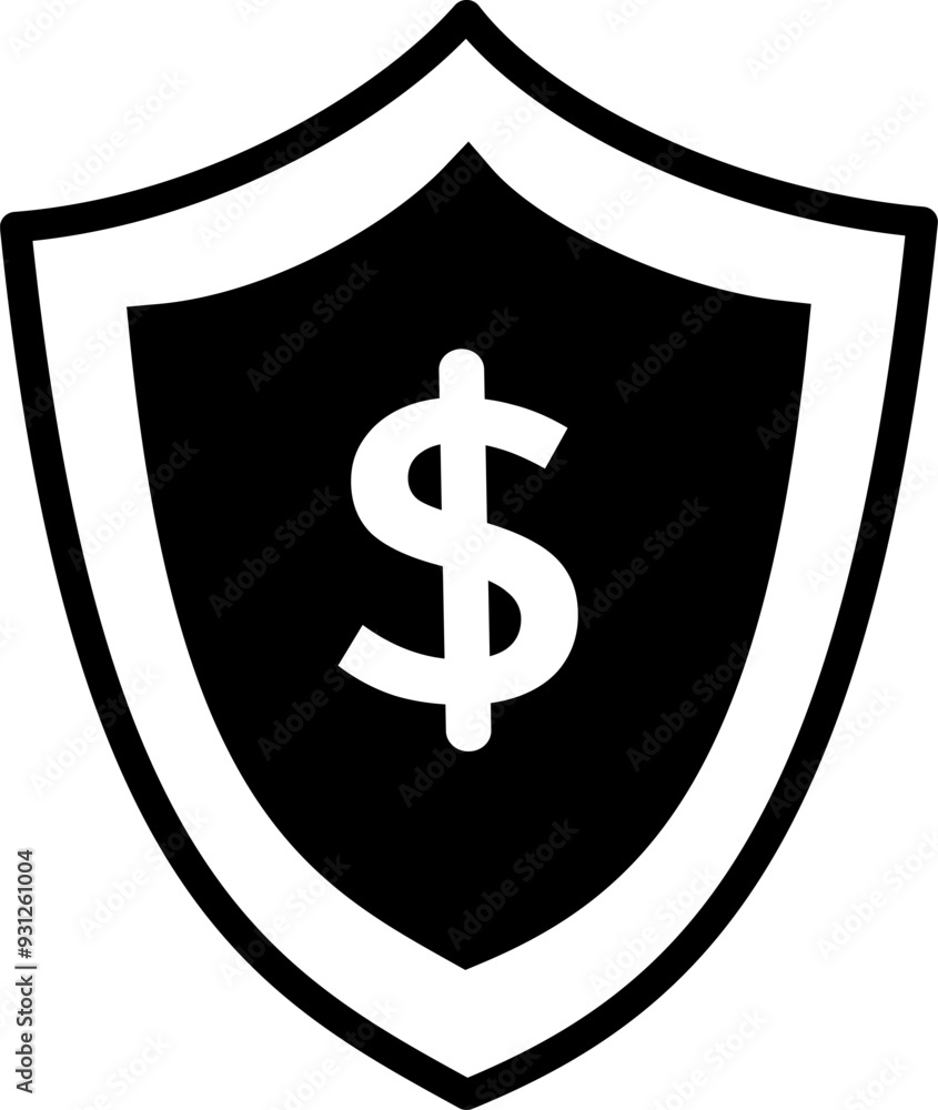 Poster dollar shield vector icon. financial security icon. replaceable vector design.