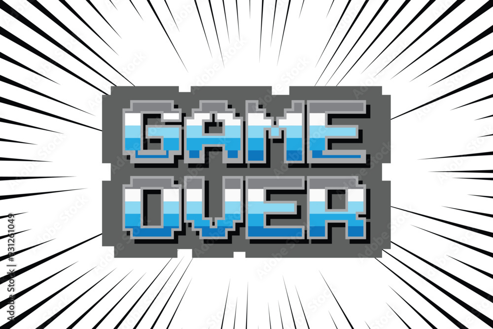 Poster pixel art cartoon retro style with text 