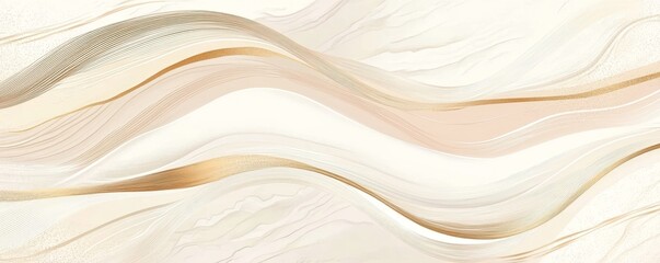 Obraz premium Light golden background with flowing, abstract luxury golden line and waves, vector illustration.
