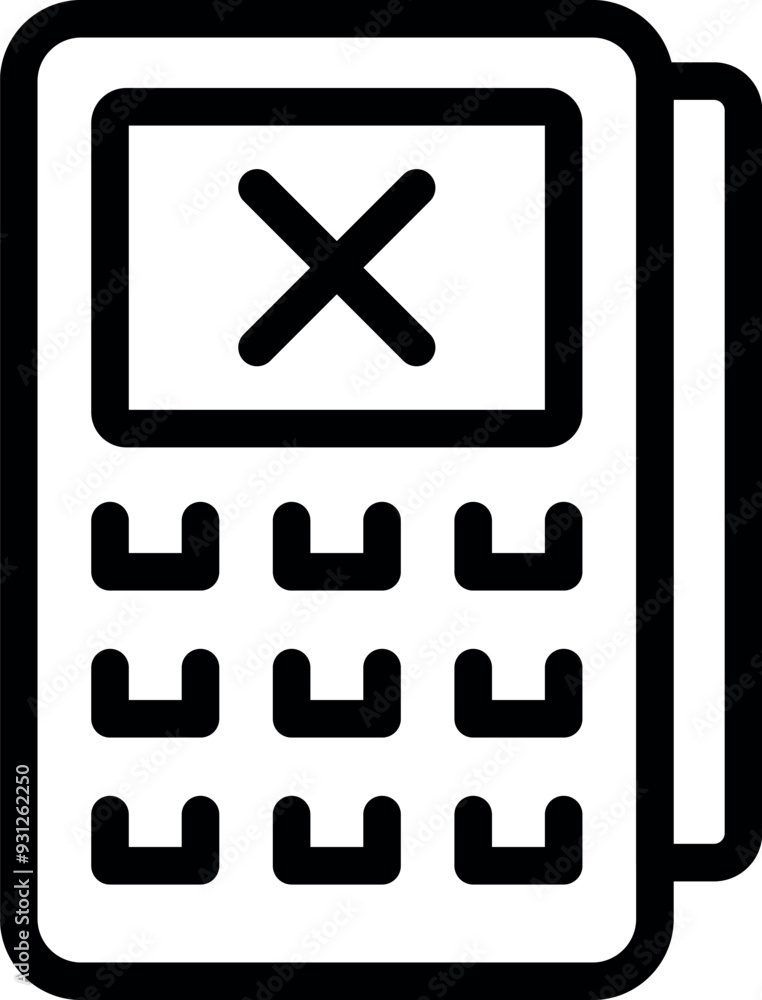 Poster bold line icon of a payment terminal displaying an error message