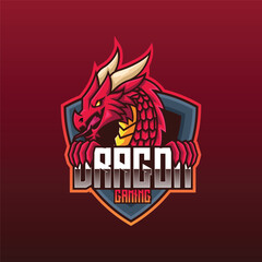 Vector Logo Illustration Dragon E- Sport and Sport Style.