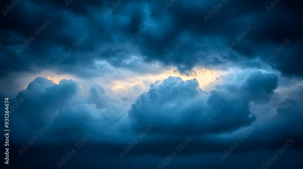 Poster dark storm clouds with a hint of light peeking through.