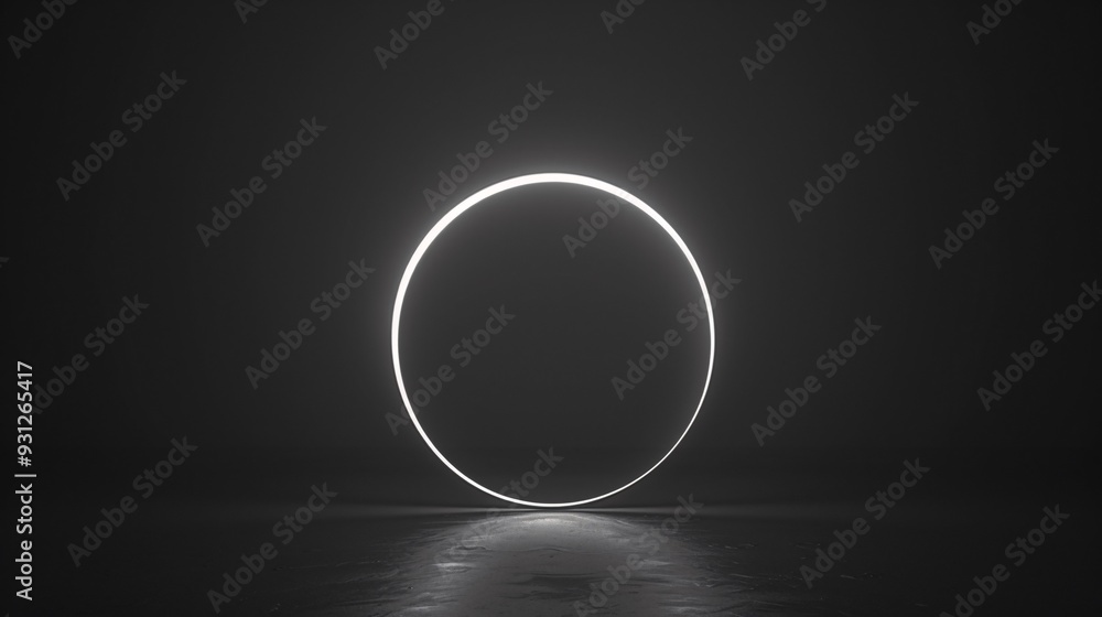 Poster minimalist background with a single illuminated dot or circle at the center of a dark backdrop.
