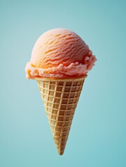 Ice Cream Cone Close-up on a Minimalist Background, Commercial Photography prop, Wallpaper, banner design, brochure, web, advertising, illustration, concept of healthy life style, summer time,