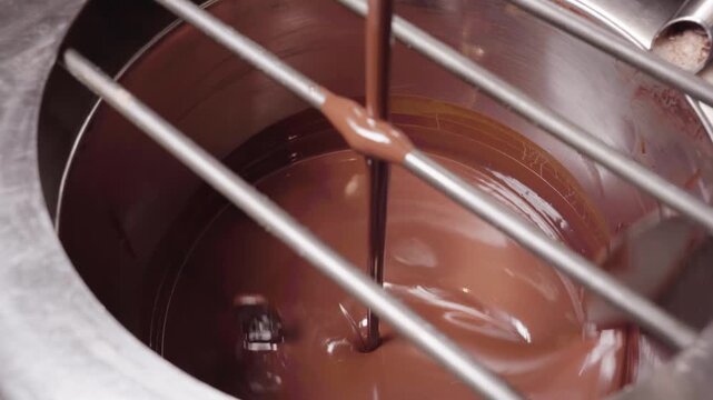 Liquid Chocolate In Mixing Machine - Close Up