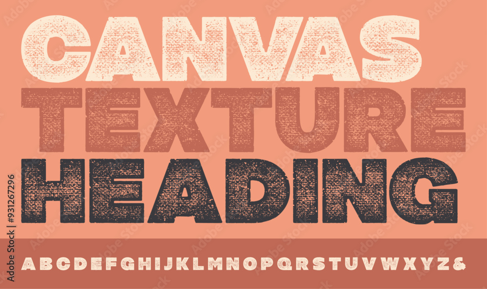 Fototapete canvas texture font. works well at small sizes. highly detailed individually textured characters wit