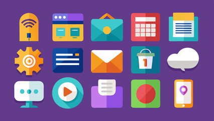 Collection Of Web User Interface Flat Color Icons