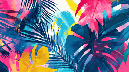 Colorful Abstract: Tropical Leaves Mobile Wallpaper