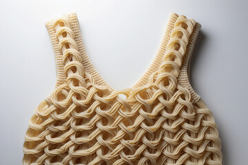 Obraz premium Knitted Outfit Crafted from Carefully Woven Noodles, Set Against a Seamless White Background