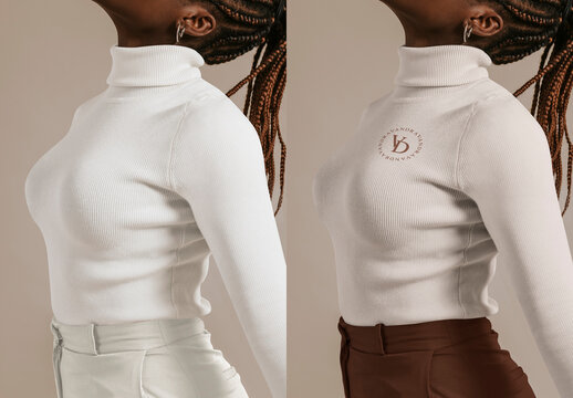 Apparel Women Turtleneck Mockup