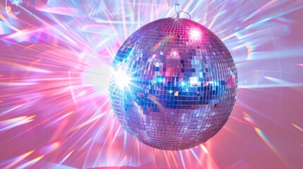 Obraz premium Shimmering Disco Ball with Colorful Light Effects