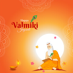 Vector illustration of Valmiki Jayanti social media feed template
