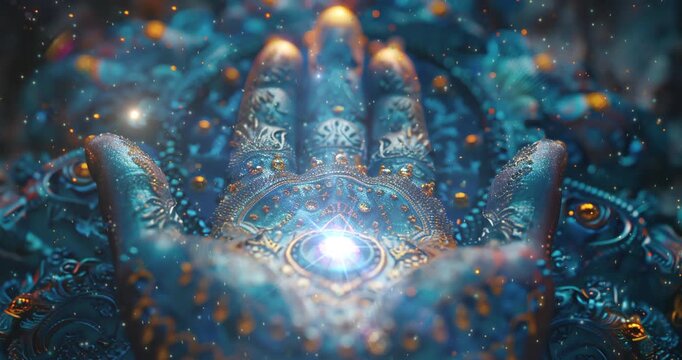 Video recreation of a amulet Hamsa or Hand of Fatima	
