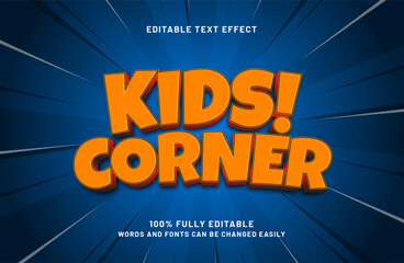 kids corner editable text effect in kids and play text style