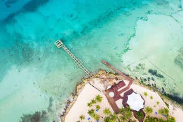 Bayahibe beach, aerial view of crystal clear sea and sandy beach.Dominican Republic.