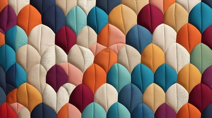 Fototapeta premium A geometric quilt pattern, vibrant colors, and fabric texture; modern patterns for the background.