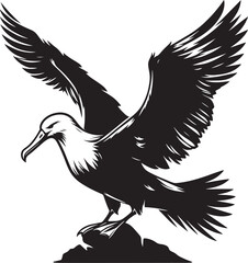 Beautiful albatross bird Silhouette isolated on white background Minimalist albatross vector shape