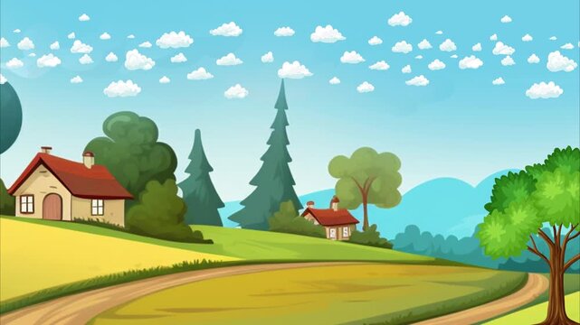 landscape with trees and clouds