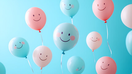 Colorful balloons with happy expressions, a must-have element for children's parties