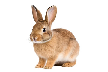 Obraz premium Side view cute brown rabbit isolated on transparent background