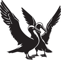 Beautiful albatross bird Silhouette isolated on white background Minimalist albatross vector shape