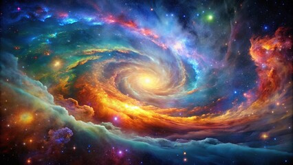 Stunning image of colorful nebulas swirling in a celestial cosmic dance set against a starry night backdrop