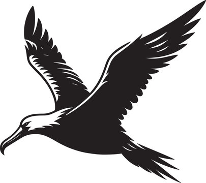 recommend clip art: Beautiful albatross bird Silhouette isolated on white background Minimalist albatross vector shape