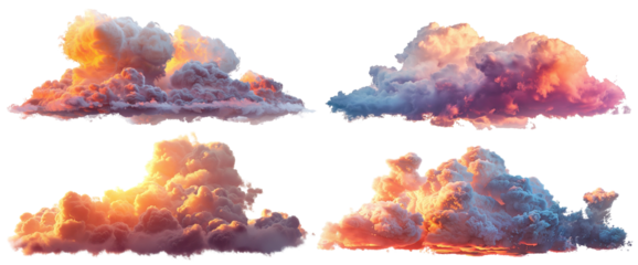 Set of picturesque sunset clouds, cut out