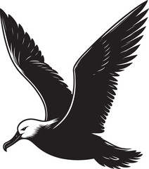 Beautiful albatross bird Silhouette isolated on white background Minimalist albatross vector shape