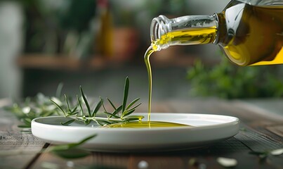 Obraz premium Olive oil on white background. 