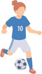 サッカーをする女性のアイソメトリックイラスト