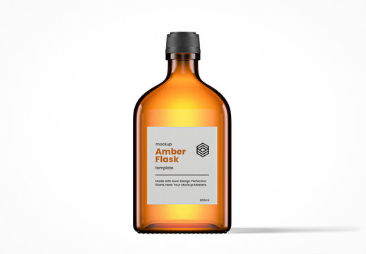 Rectangular Amber Flask Mockup