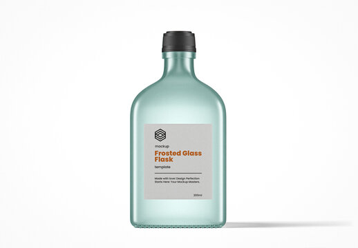 Rectangular Frosted Glass Flask Mockup