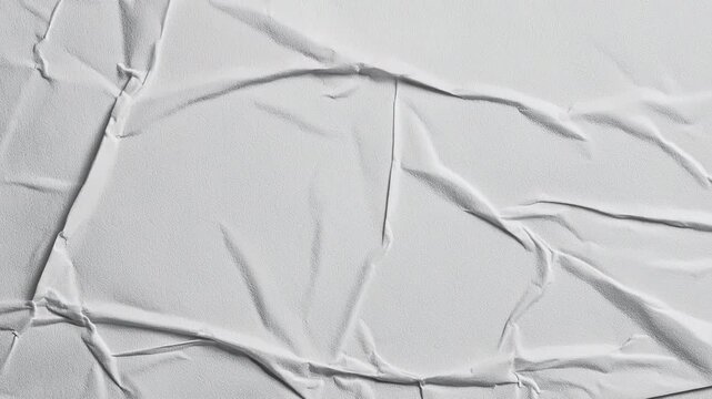 Random white crumpled wheatpaste paper poster texture background