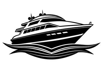 Luxurious yacht  logo design silhouette vector on a white background