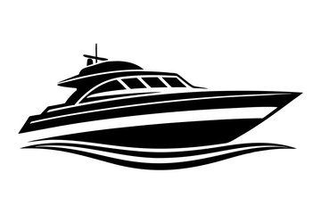 Luxurious yacht  logo design silhouette vector on a white background