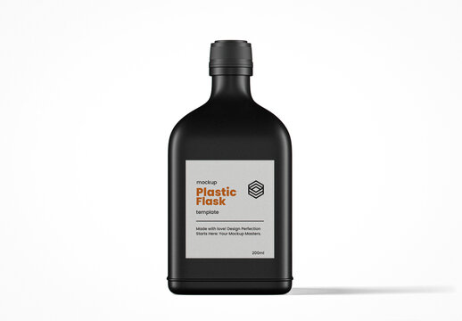 Rectangular Plastic Flask Mockup