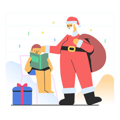 Santa and boy with gifts