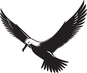 Beautiful albatross bird Silhouette isolated on white background Minimalist albatross vector shape