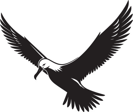 recommend clip art: Beautiful albatross bird Silhouette isolated on white background Minimalist albatross vector shape