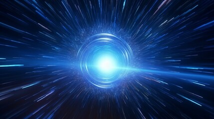 Obraz premium A mesmerizing view of light speeding through a tunnel of energy, illustrating the concept of space and time travel.
