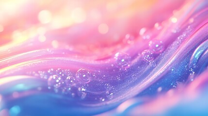 A serene scene of a surreal abstract landscape, with a defocused background of softly glowing particles
