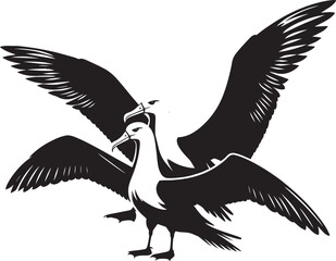 Beautiful albatross bird Silhouette isolated on white background Minimalist albatross vector shape