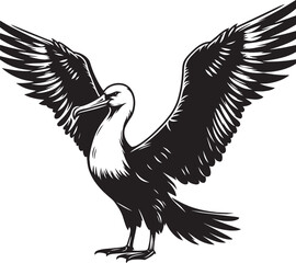 Beautiful albatross bird Silhouette isolated on white background Minimalist albatross vector shape