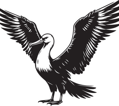 recommend clip art: Beautiful albatross bird Silhouette isolated on white background Minimalist albatross vector shape