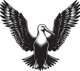 Beautiful albatross bird Silhouette isolated on white background Minimalist albatross vector shape