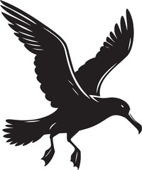 Beautiful albatross bird Silhouette isolated on white background Minimalist albatross vector shape