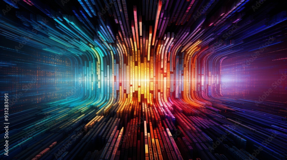 Poster vibrant abstract background featuring dynamic lines and luminous colors, ideal for technology and di